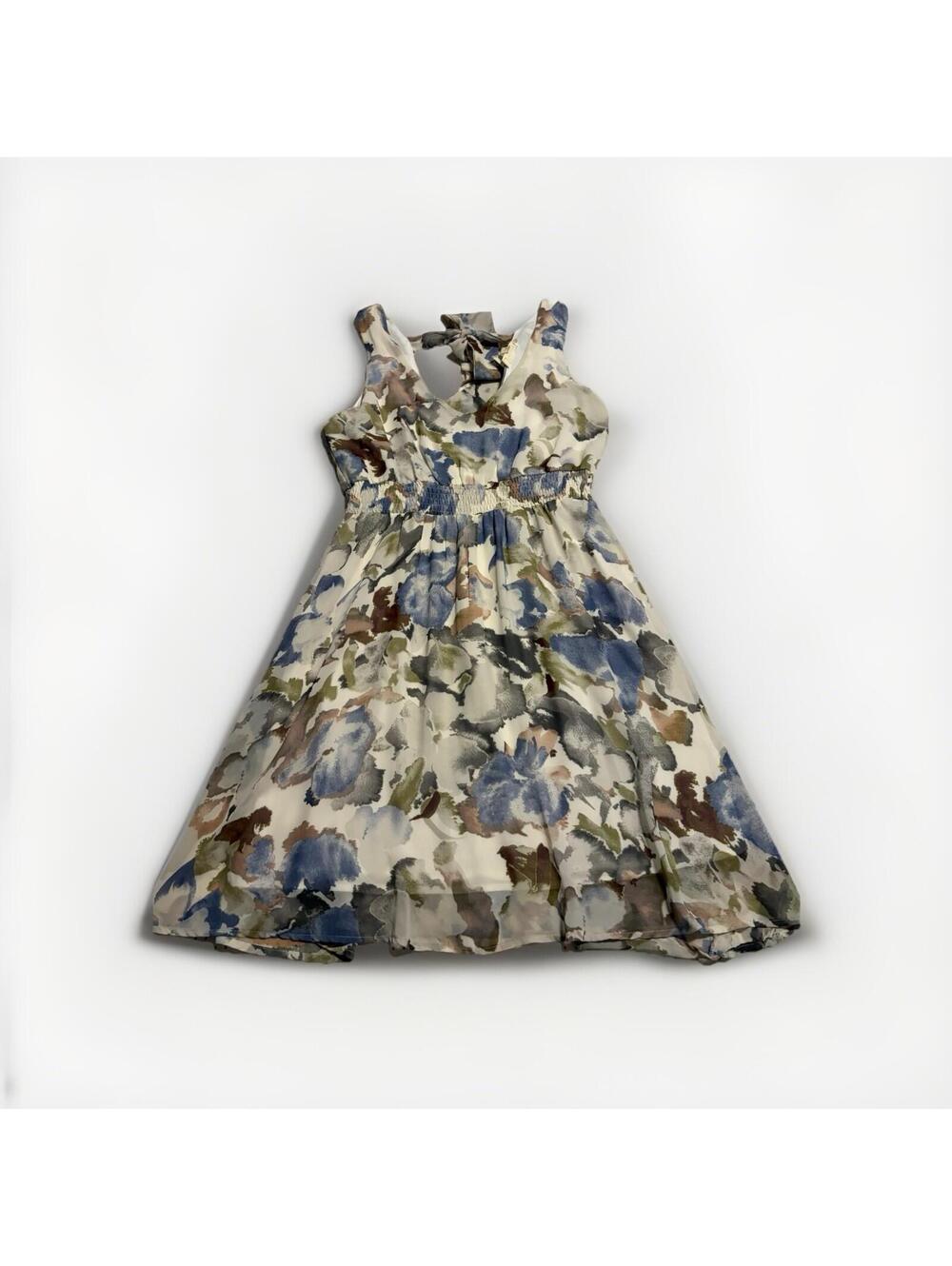 Ee:Some Womens Medium Blue Gray Floral Midi Sleeveless Dress NWT!